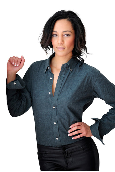 Women's Heather Green Long Sleeve Shirt - Haberdasher - Clothing Boutique