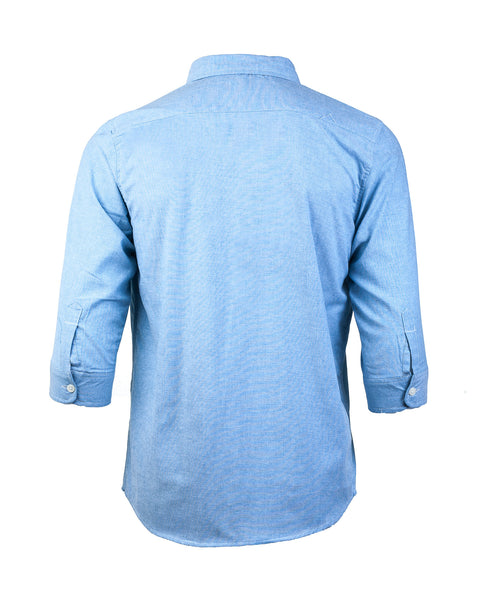 Sky Blue Three-Quarter Sleeve Shirt - Haberdasher - Clothing Boutique