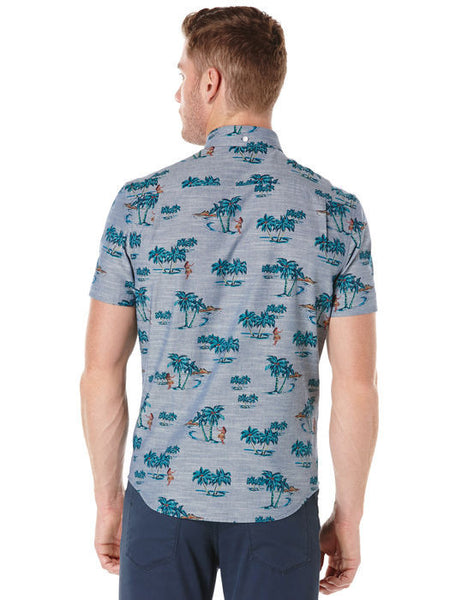 Tropical Print Chambray Shirt - Haberdasher - Clothing Boutique
