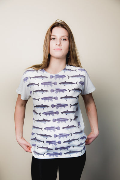 Women's Fish Print Tee - Haberdasher - Clothing Boutique