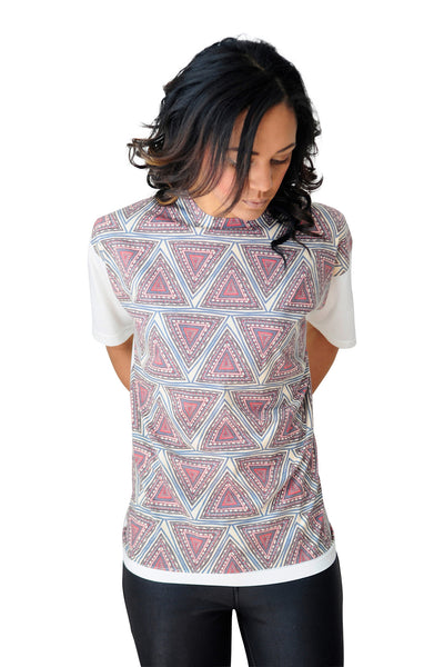 Women's Abstract Triangle Print Tee - Haberdasher - Clothing Boutique