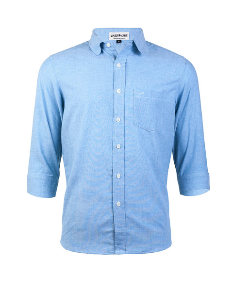 Sky Blue Three-Quarter Sleeve Shirt - Haberdasher - Clothing Boutique