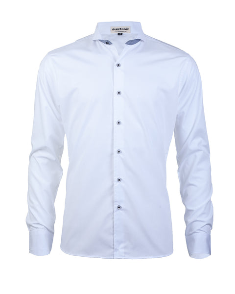 Cutaway Collar White Long Sleeve Shirt - Haberdasher - Clothing Boutique